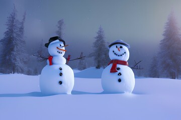 snowman in the snow - Generative AI