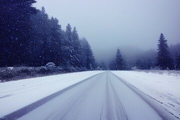 snow covered road - Generative AI