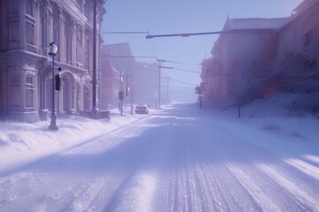 snow covered road in winter - Generative AI