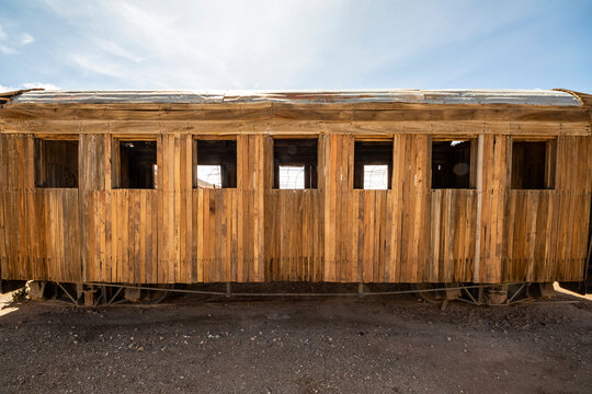 Train carriage claimed to be attacked by Butch Cassidy and the Sundance Kid; Pulacayo, Potosi Department, Bolivia