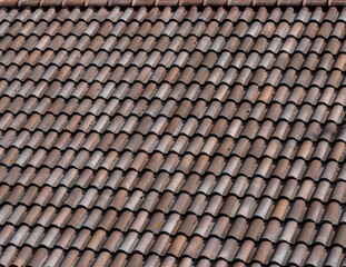 Roof with earthenware tiles, background and texture.