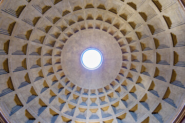 Round hole in Pantheon dome, Rome, Italy