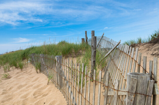 Wooden Fence on Beach, Provincetown, Cape Cod, Massachusetts, USA