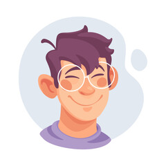 Man in Glasses Showing Emotion of Happiness Smiling Vector Illustration
