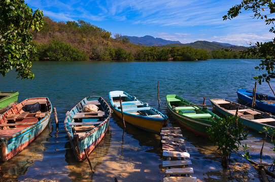 Fishing Boats by Shore, La Boca, Trinidad de Cuba, Cuba