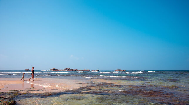 beach and sea in Hikkaduwa Sri Lanka