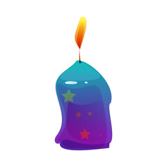 Burning Candle as Festival and Birthday Party Element Vector Illustration