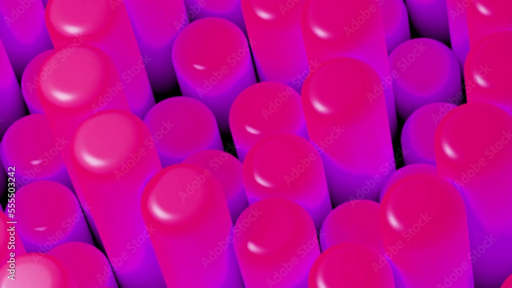 Poster bright colored columns move in 3d animation. design. stylish modern animation with 3d cylinders in m