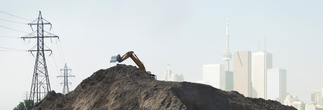 Land Reclamation Project with Toronto Skyline in Background, Toronto, Canada
