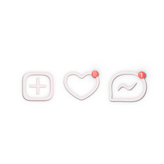 Graphic symbols of message, like and add new instagram buttons 