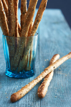 Close-up of Sesame Bread Sticks Studio Shot
