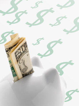 American Currency in Piggy Bank