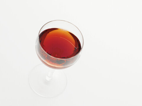 Glass of Port Wine on White Background, Studio Shot
