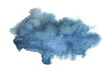 Zelfklevend Fotobehang PNG Abstract Smoke blue colors watercolor and ink cloud blot on transparent backgrownd. © Liliia