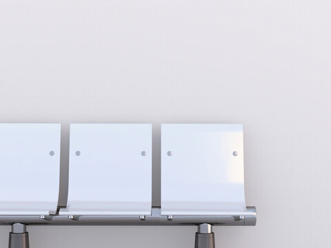 Illustration of close-up of three white seats in a row on white background