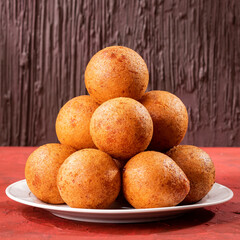 Round and fried buñuelos - Traditional colombian gastronomy