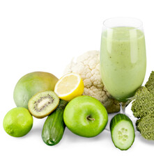 Healthy green vegetable juice with fresh vegetable