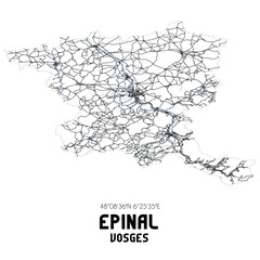 Black and white map of �pinal, Vosges, France.