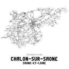 Obraz premium Black and white map of Chalon-sur-Sa�ne, Sa�ne-et-Loire, France.