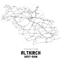 Black and white map of Altkirch, Haut-Rhin, France.