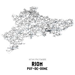 Black and white map of Riom, Puy-de-D�me, France.