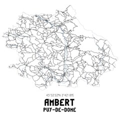 Black and white map of Ambert, Puy-de-D�me, France.