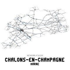 Black and white map of Ch�lons-en-Champagne, Marne, France.