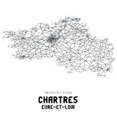 Obraz premium Black and white map of Chartres, Eure-et-Loir, France.
