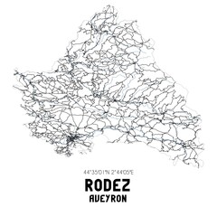 Obraz premium Black and white map of Rodez, Aveyron, France.