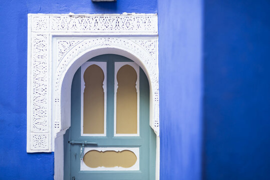 Close-up of building, Majorelle Gardens, Marrakesh, Morocco, North Africa, Africa