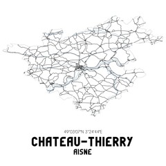 Black and white map of Ch�teau-Thierry, Aisne, France.