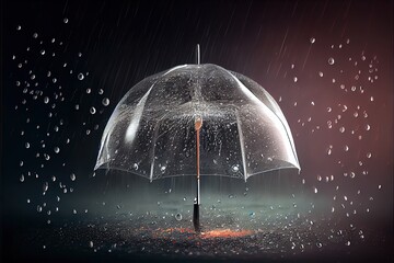 Umbrella with rain drops. AI generated art illustration