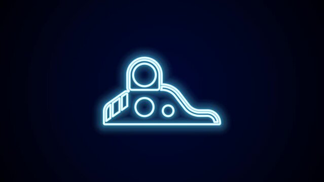 Glowing neon line Slide playground icon isolated on black background. Childrens slide. 4K Video motion graphic animation