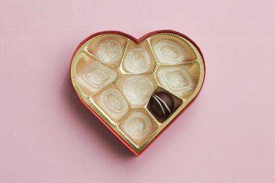 Still Life of Heart-Shaped Box of Chocolates