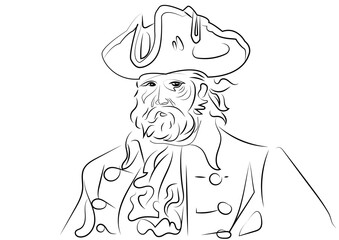 coloring page, pirate in a hat