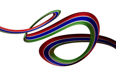 Waving ribbon or banner with flag of Gambia. independence day 3d illustration