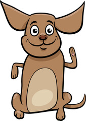cartoon brown dog animal character waving his paw