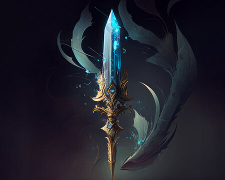 Crystal dagger with a golden hilt