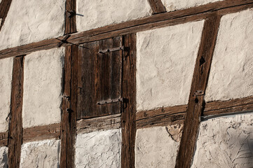 Detail Fachwerkgeb&auml;ude mit Fensterladen