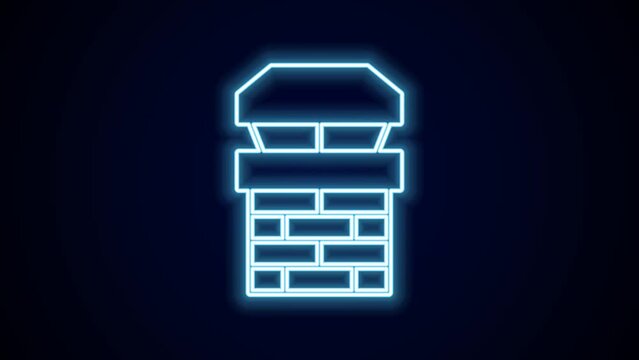 Glowing neon line Chimney icon isolated on black background. 4K Video motion graphic animation