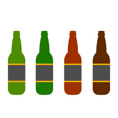 set botlle of beers. Simple flat design linear minimalistic jpg icon illustrated with detailes. Different craft beer botlles