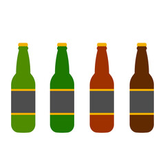 set botlle of beers. Simple flat design linear minimalistic jpg icon illustrated with detailes. Different craft beer botlles