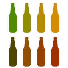 set botlle of beers. Simple flat design linear minimalistic vector icon illustrated with detailes. Different craft beer botlles