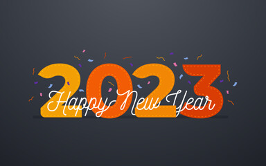 Happy new year 2023. Template design concept for 2023 celebration with dark background.