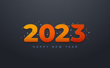 Happy new year 2023. Template design concept for 2023 celebration with dark background.