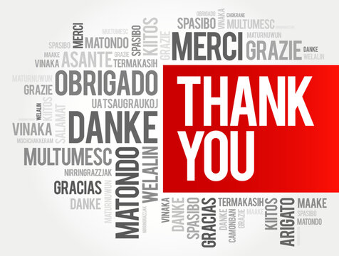Thank You word cloud in different languages, concept background