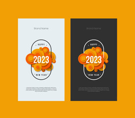 Fototapeta premium Happy new year 2023. Template vertical design concept for 2023. Modern design background flyer.