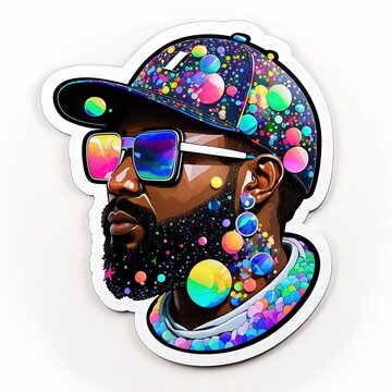 Human wearing a hat and glasses sticker illustration made with Generative AI