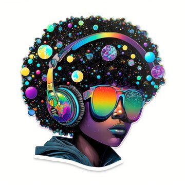 Human wearing a hat and glasses sticker illustration made with Generative AI