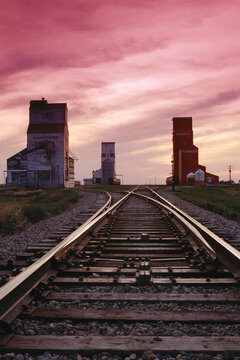 Train Tracks at Sunset Saskatchewan, Canada